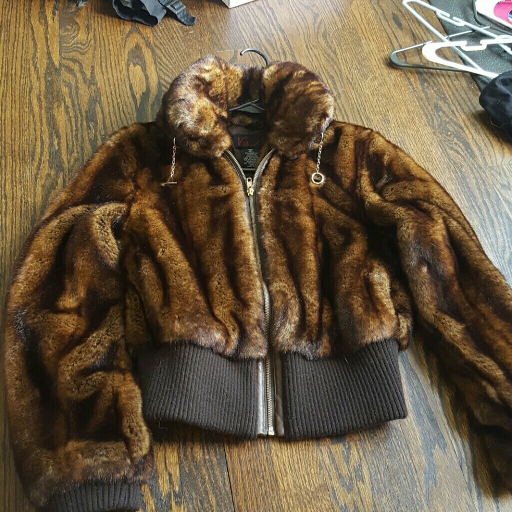 Dark brown fake fur jacket